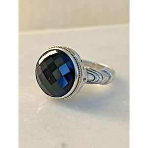 EFFY Black Onyx Cocktail Ring Sterling Silver & 18K Gold Size 7